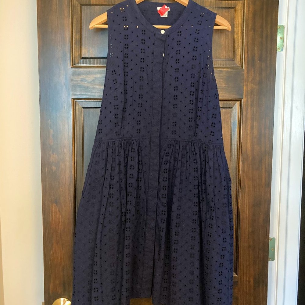 J Crew navy eyelet shirtdress